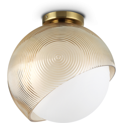 IDEAL LUX Bloom ceiling lamp, Ø 30 cm, brass, metal/glass - Thumbnail 2
