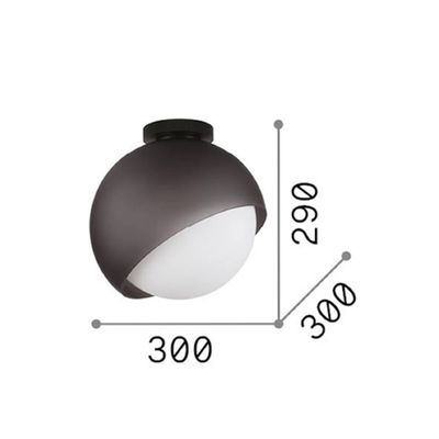 IDEAL LUX Bloom ceiling lamp, Ø 30 cm, black, metal/glass