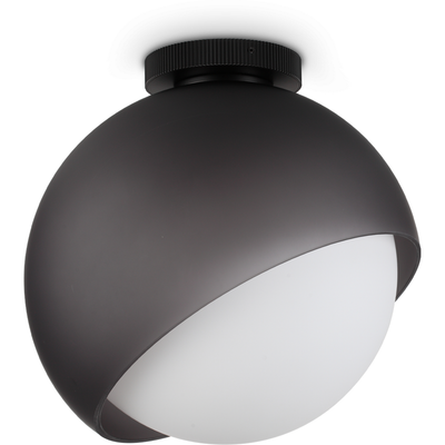 IDEAL LUX Bloom ceiling lamp, Ø 30 cm, black, metal/glass - Thumbnail 2
