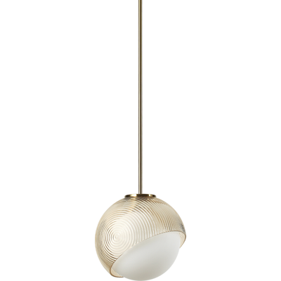 IDEAL LUX Bloom hanging light, Ø 17 cm, brass, metal/glass - Thumbnail 2