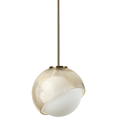 IDEAL LUX Bloom hanging light, Ø 22 cm, brass, metal/glass - Thumbnail 2