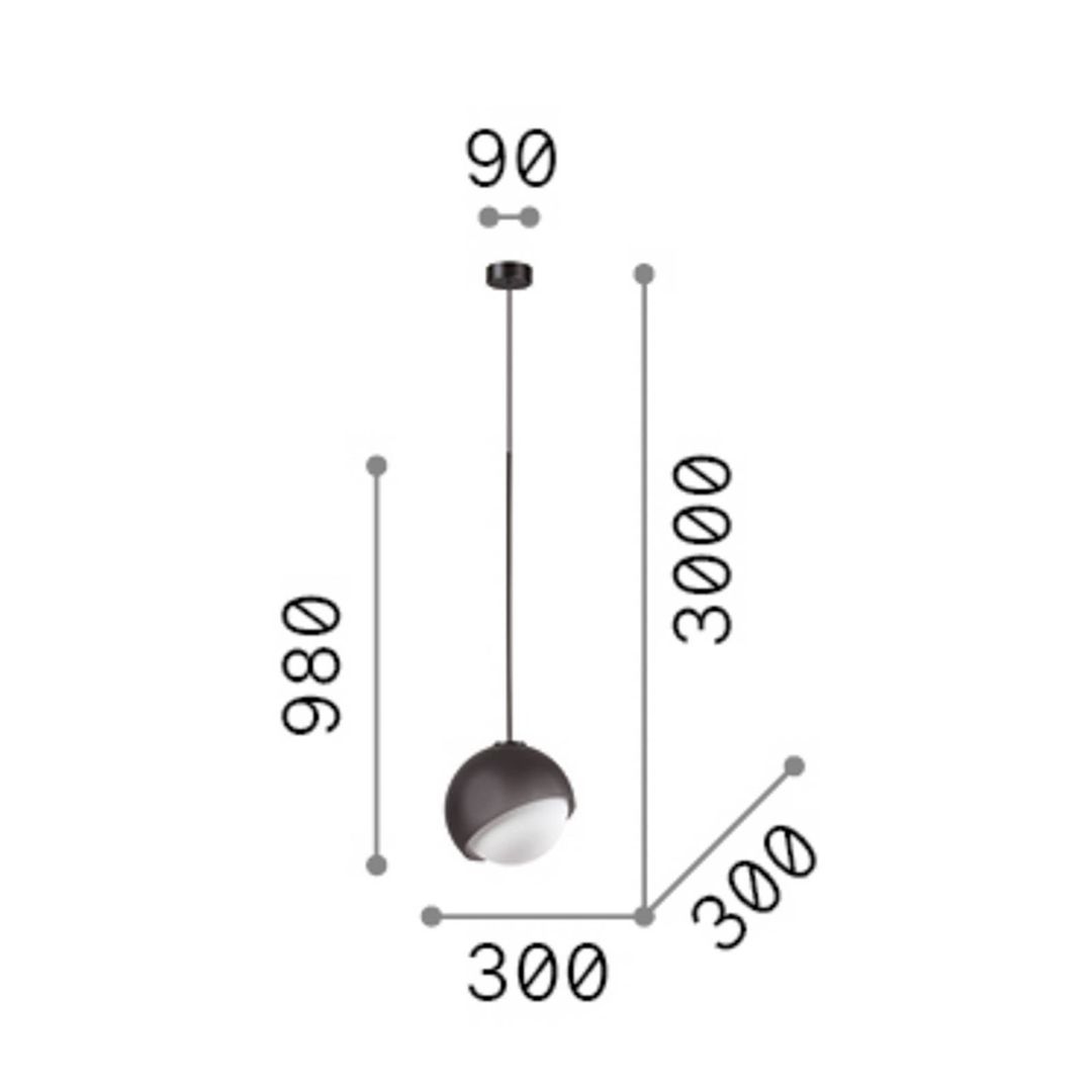 IDEAL LUX Bloom hanging light, Ø 30 cm, brass, metal/glass - Image 1