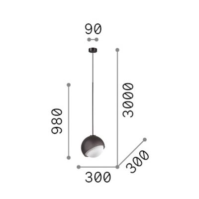 IDEAL LUX Bloom hanging light, Ø 30 cm, brass, metal/glass