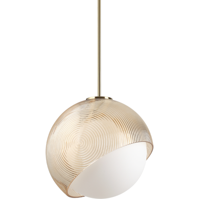 IDEAL LUX Bloom hanging light, Ø 30 cm, brass, metal/glass - Thumbnail 2