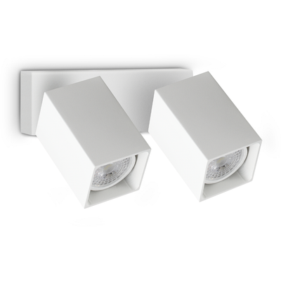 IDEAL LUX Dynamite Square wall spotlight, white, 16.5 cm, 2-bulb - Thumbnail 2