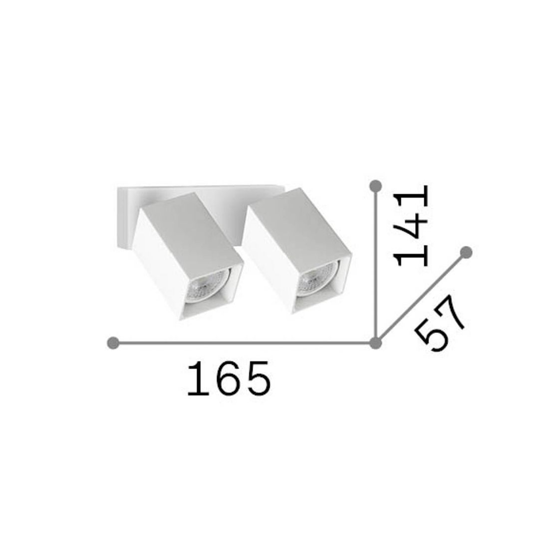 IDEAL LUX Dynamite Square brass wall spotlight, 16.5 cm, 2-bulb - Image 1