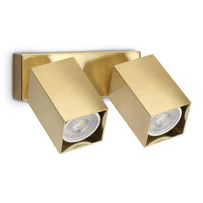 IDEAL LUX Dynamite Square brass wall spotlight, 16.5 cm, 2-bulb - Thumbnail 2