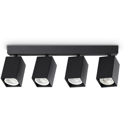 IDEAL LUX Dynamite Square Ceiling Spotlight, black, 38 cm, 4-bulb - Thumbnail 2