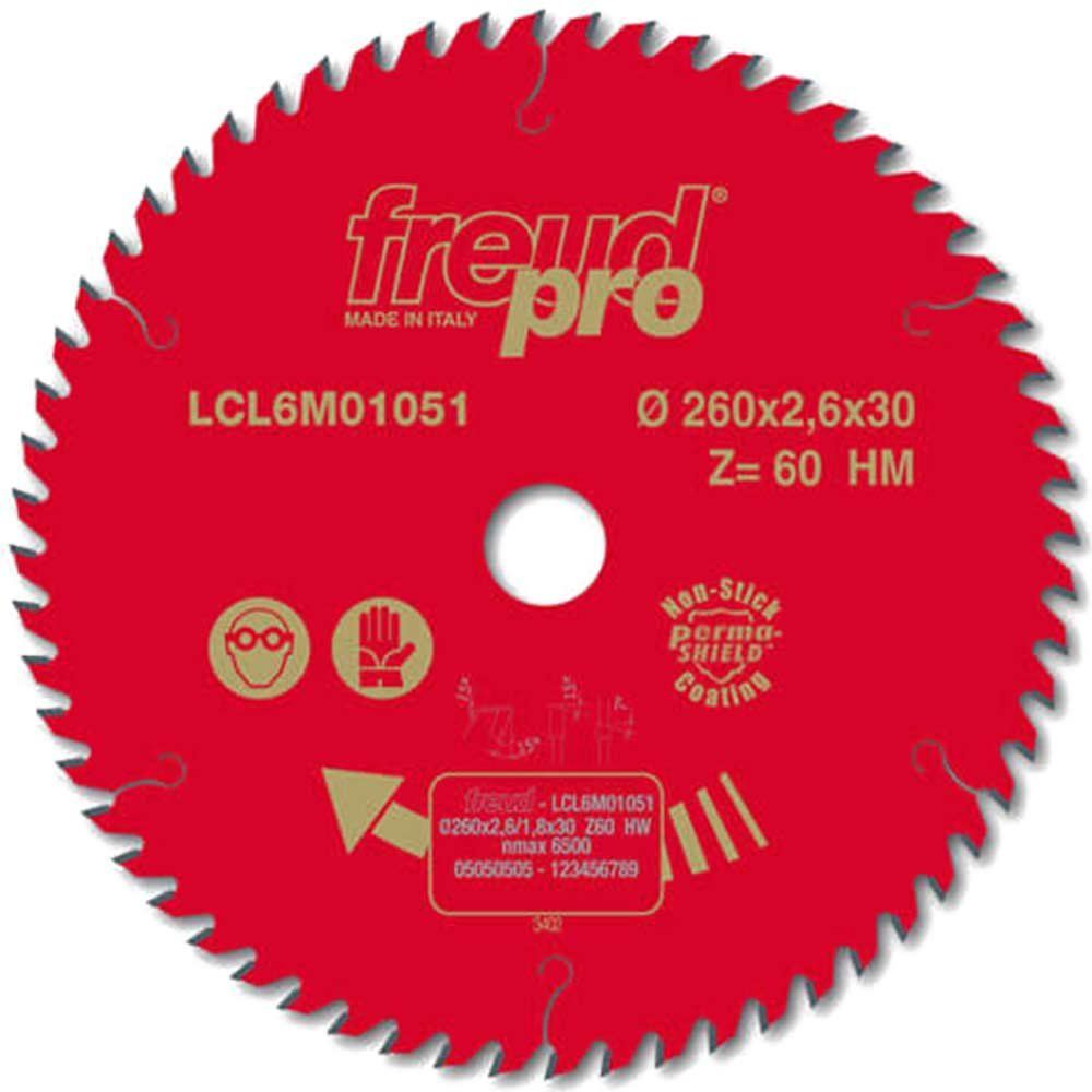 Freud LCL6M TCT Thin Kerf Cordless Circular Saw Blade 260mm 60T 30mm - Image 1