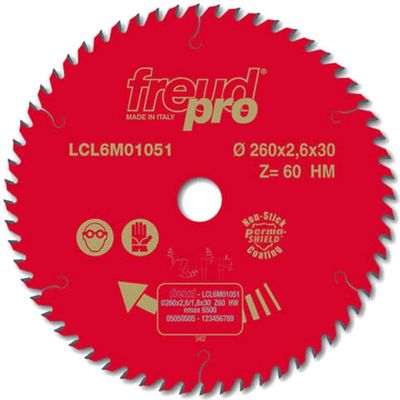 Freud LCL6M TCT Thin Kerf Cordless Circular Saw Blade 260mm 60T 30mm