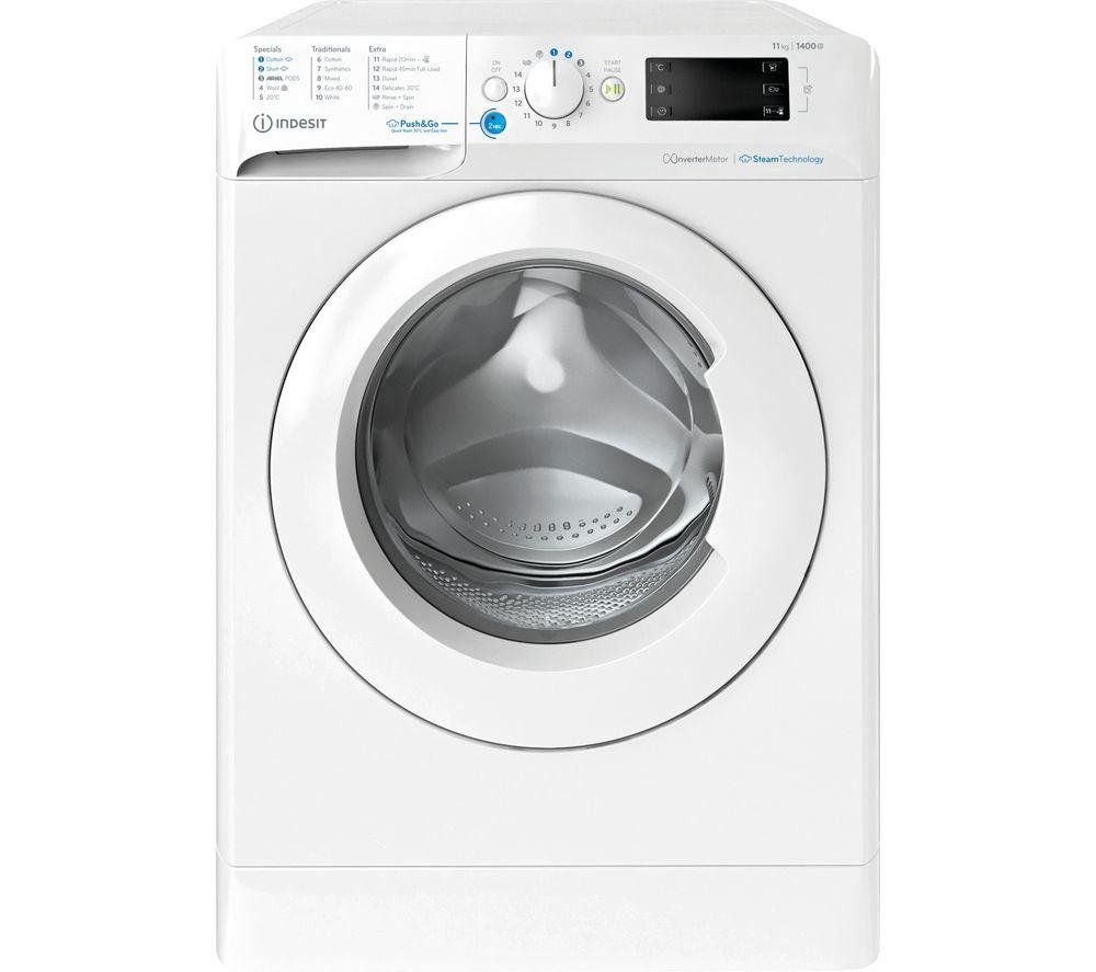 Indesit Steam Push&Go 11kg Washing Machine - Freestanding White 1400rpm A-Rated - Image 1