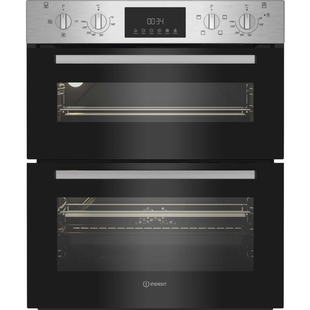 Indesit DUI12DIX Electric Built Under Double Oven - Stainless Steel - Image 1