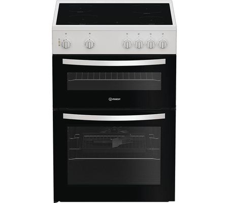 Indesit 60cm Double Oven Electric Cooker - White