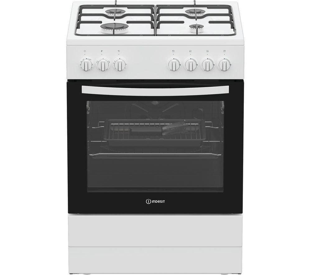 Indesit 60cm Dual Fuel Cooker - White - Image 1
