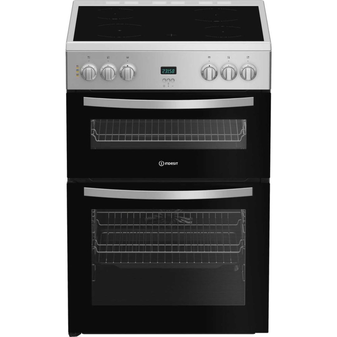 INDESIT IDE6VDCS1 60 cm Electric Ceramic Cooker - Silver, Silver/Grey,Black - Image 1
