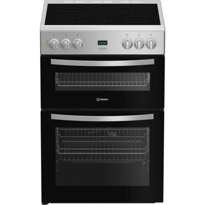 INDESIT IDE6VDCS1 60 cm Electric Ceramic Cooker - Silver, Silver/Grey,Black