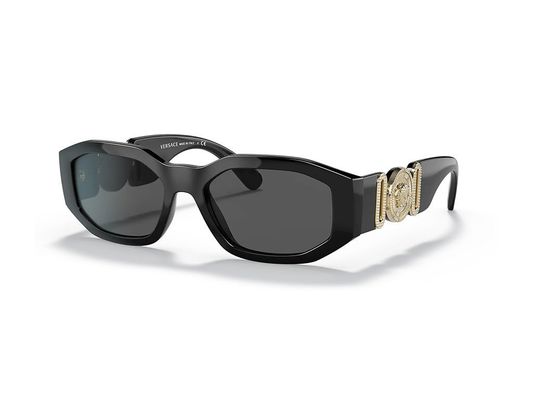 Versace Mężczyzna Versace VE4361 GB1/87 Okulary przeciwsłoneczne Nylon Czarny Szary Geometryczny Normalna Zacieniony