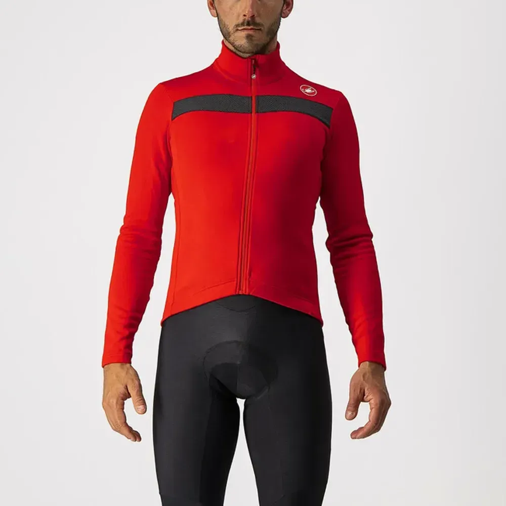 Castelli Puro 3 LS Road Jersey FZ Red/Black Reflex - Image 1