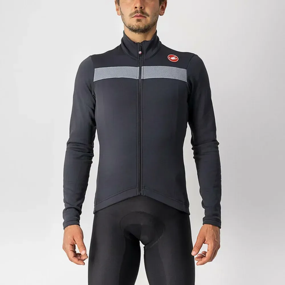 Castelli Puro 3 LS Road Jersey FZ Black/Silver Reflex - Image 1