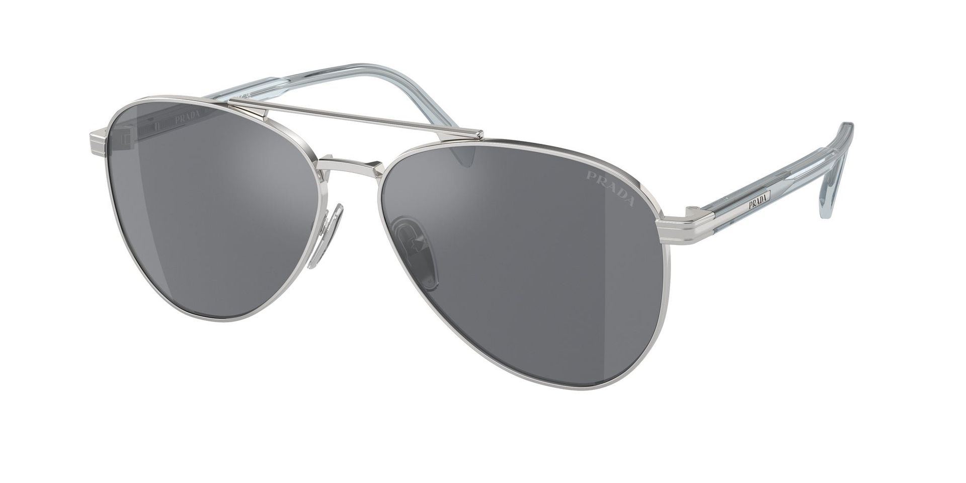 Prada Mężczyzna Prada PR A58S 1BC175 Okulary przeciwsłoneczne Stal Srebrny Szary Pilot Normalna Flash - Image 1