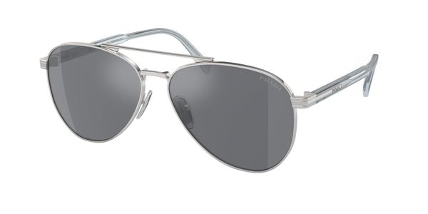 Prada Mężczyzna Prada PR A58S 1BC175 Okulary przeciwsłoneczne Stal Srebrny Szary Pilot Normalna Flash