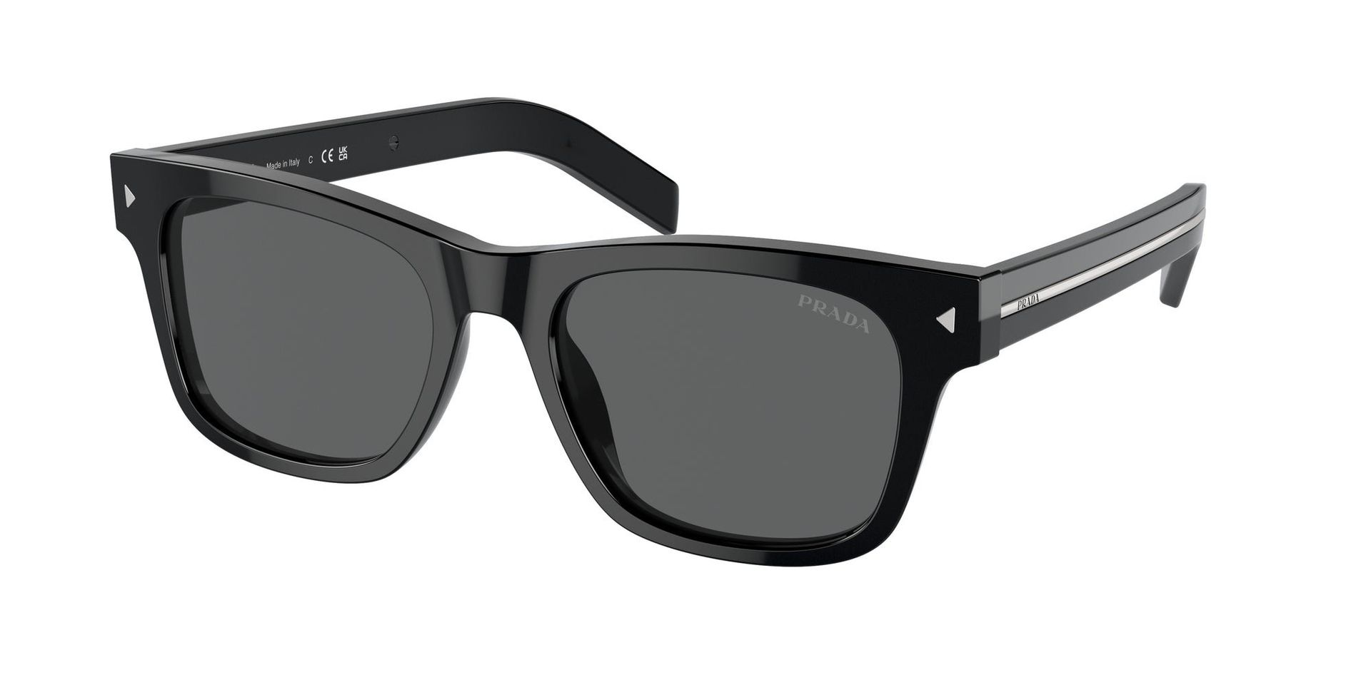 Prada Mężczyzna Prada PR A17S 16K731 Okulary przeciwsłoneczne Acetat Czarny Szary Kwadratowy Normalna - Image 1