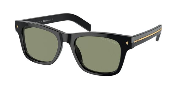 Prada Mężczyzna Prada PR A17S 16K20G Okulary przeciwsłoneczne Acetat Czarny Zielony Kwadratowy Spolaryzowane