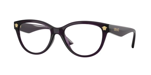 Versace Kobieta Versace VE3365U 5263 Oprawki optyczne Wstrzyknięte Fioletowy Przezroczysty Cat Eye Normalna