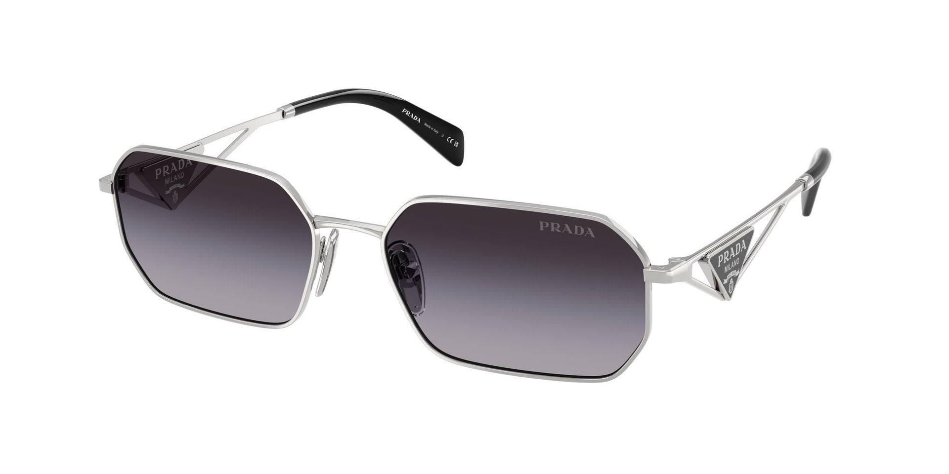 Prada Kobieta Prada PR A51S 1BC90A Okulary przeciwsłoneczne Stal Srebrny Szary Geometryczny Normalna Zacieniony - Image 1