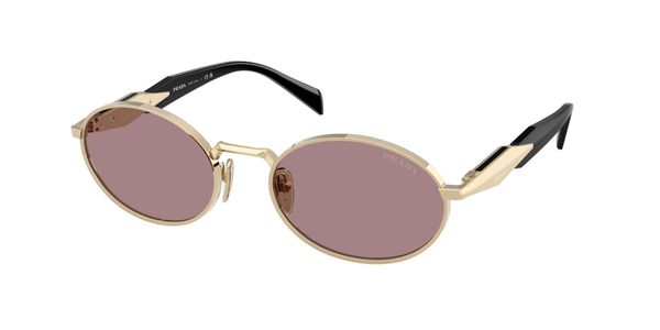 Prada Kobieta Prada PR 65ZS ZVN20I Okulary przeciwsłoneczne Metal Złoty Brązowy Okrągły Normalna