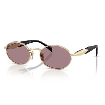Prada Kobieta Prada PR 65ZS ZVN20I Okulary przeciwsłoneczne Metal Złoty Brązowy Okrągły Normalna - Thumbnail 2