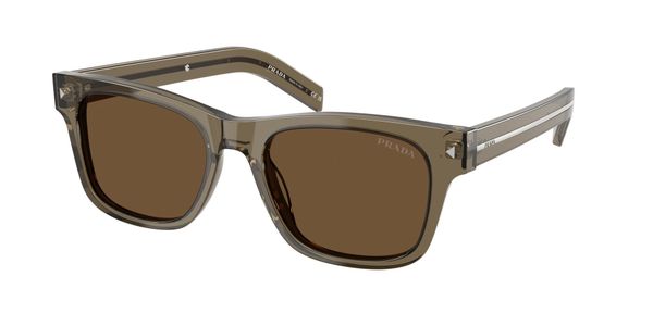 Prada Mężczyzna Prada PR A17S 18T70F Okulary przeciwsłoneczne Acetat Brązowy Brązowy Kwadratowy Normalna