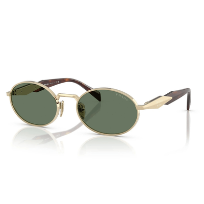 Prada Kobieta Prada PR 65ZS ZVN70L Okulary przeciwsłoneczne Metal Złoty Zielony Okrągły Normalna - Thumbnail 2