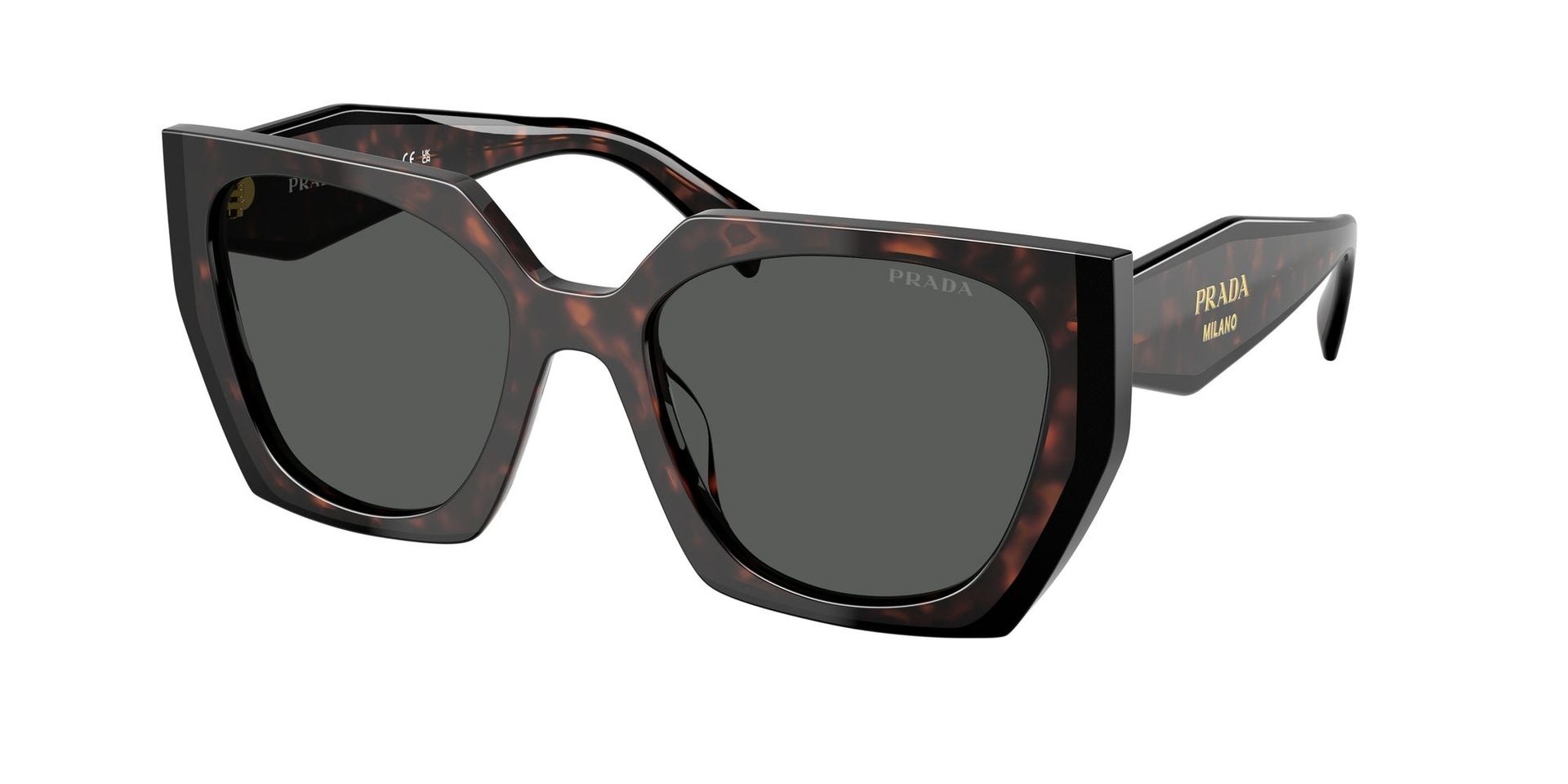 Prada Kobieta Prada PR 15WS 24B40L Okulary przeciwsłoneczne Acetat Hawana Szary Kwadratowy Normalna - Image 1