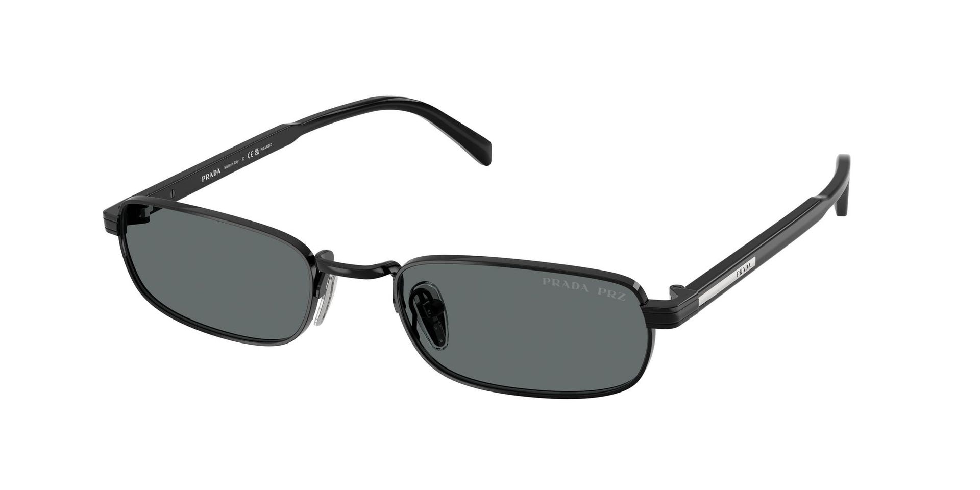 Prada Mężczyzna Prada PR B54S 1AB5Z1 Okulary przeciwsłoneczne Metal Czarny Szary Kwadratowy Spolaryzowane - Image 1