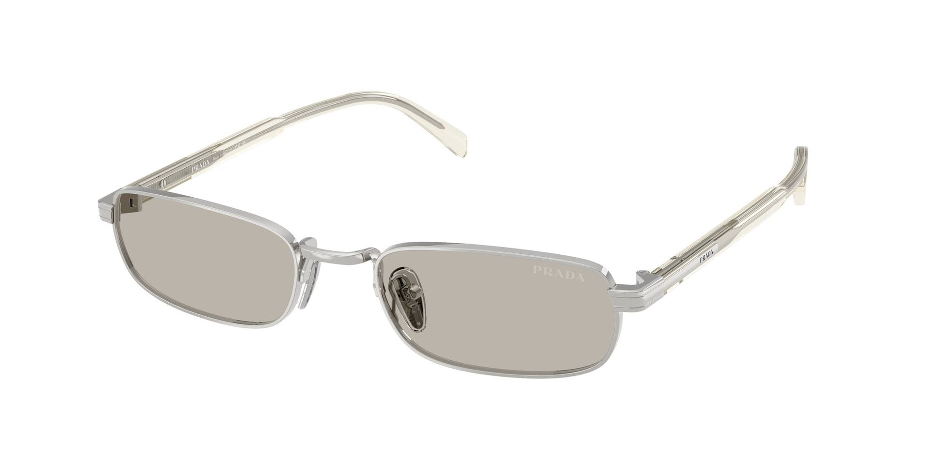 Prada Mężczyzna Prada PR B54S 1BC30P Okulary przeciwsłoneczne Metal Srebrny Brązowy Kwadratowy Normalna - Image 1