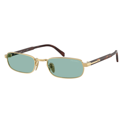 Prada Mężczyzna Prada PR B54S 5AK40K Okulary przeciwsłoneczne Metal Złoty Zielony Kwadratowy Normalna - Thumbnail 2