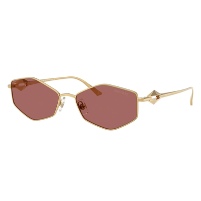 Jimmy Choo Kobieta Jimmy Choo JC4017 302369 Okulary przeciwsłoneczne Metal Złoty Fioletowy Okrągły Normalna - Thumbnail 2