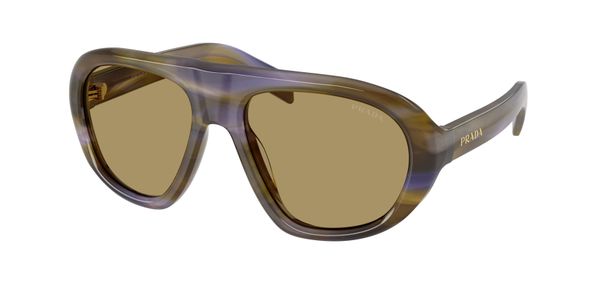 Prada Kobieta Prada PR C05S 23G70G Okulary przeciwsłoneczne Acetat Brązowy Zielony Geometryczny Normalna