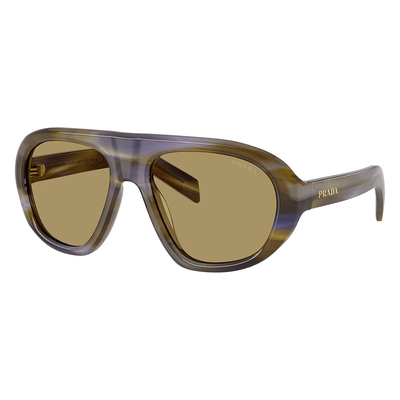 Prada Kobieta Prada PR C05S 23G70G Okulary przeciwsłoneczne Acetat Brązowy Zielony Geometryczny Normalna - Thumbnail 2