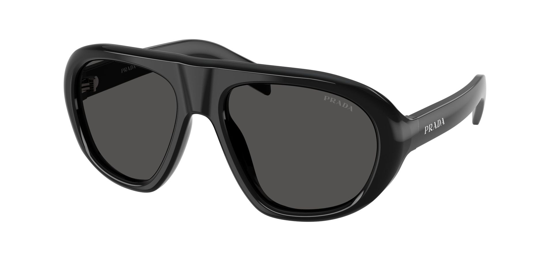 Prada Kobieta Prada PR C05S 16K08Z Okulary przeciwsłoneczne Acetat Czarny Szary Geometryczny Normalna - Image 1