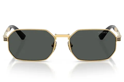 Versace Man Versace VE2297 100287 Sunglasses Metal Gold Grey Squared Normal - Thumbnail 2