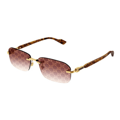 Gucci Mężczyzna Gucci GG1221S 004 Okulary przeciwsłoneczne Metal Złoty Czerwony Kwadratowy Dekoracja Zacieniony - Thumbnail 2