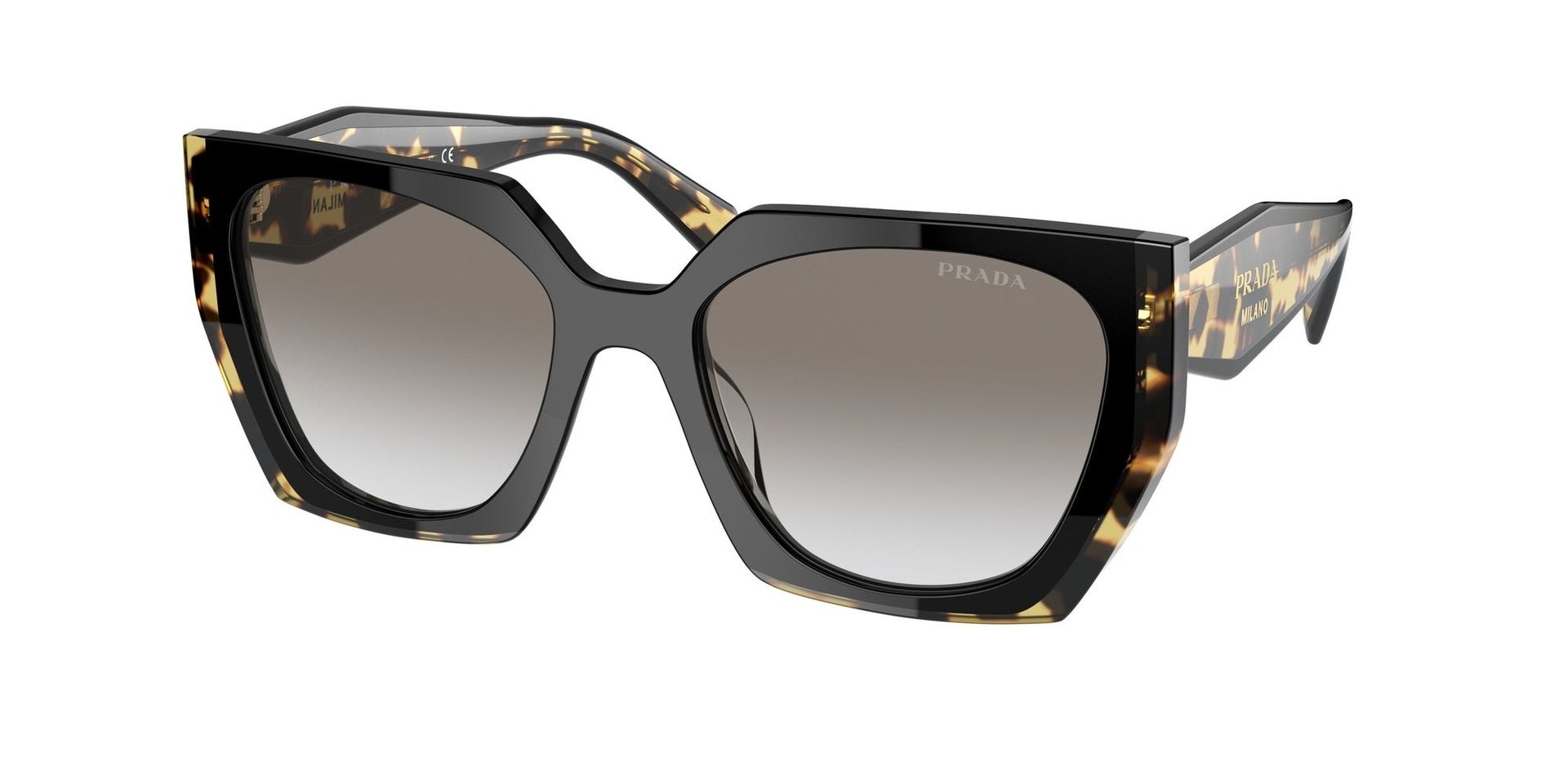 Prada Kobieta Prada PR 15WS 3890A7 Okulary przeciwsłoneczne Acetat Czarny Szary Kwadratowy Normalna Zacieniony - Image 1