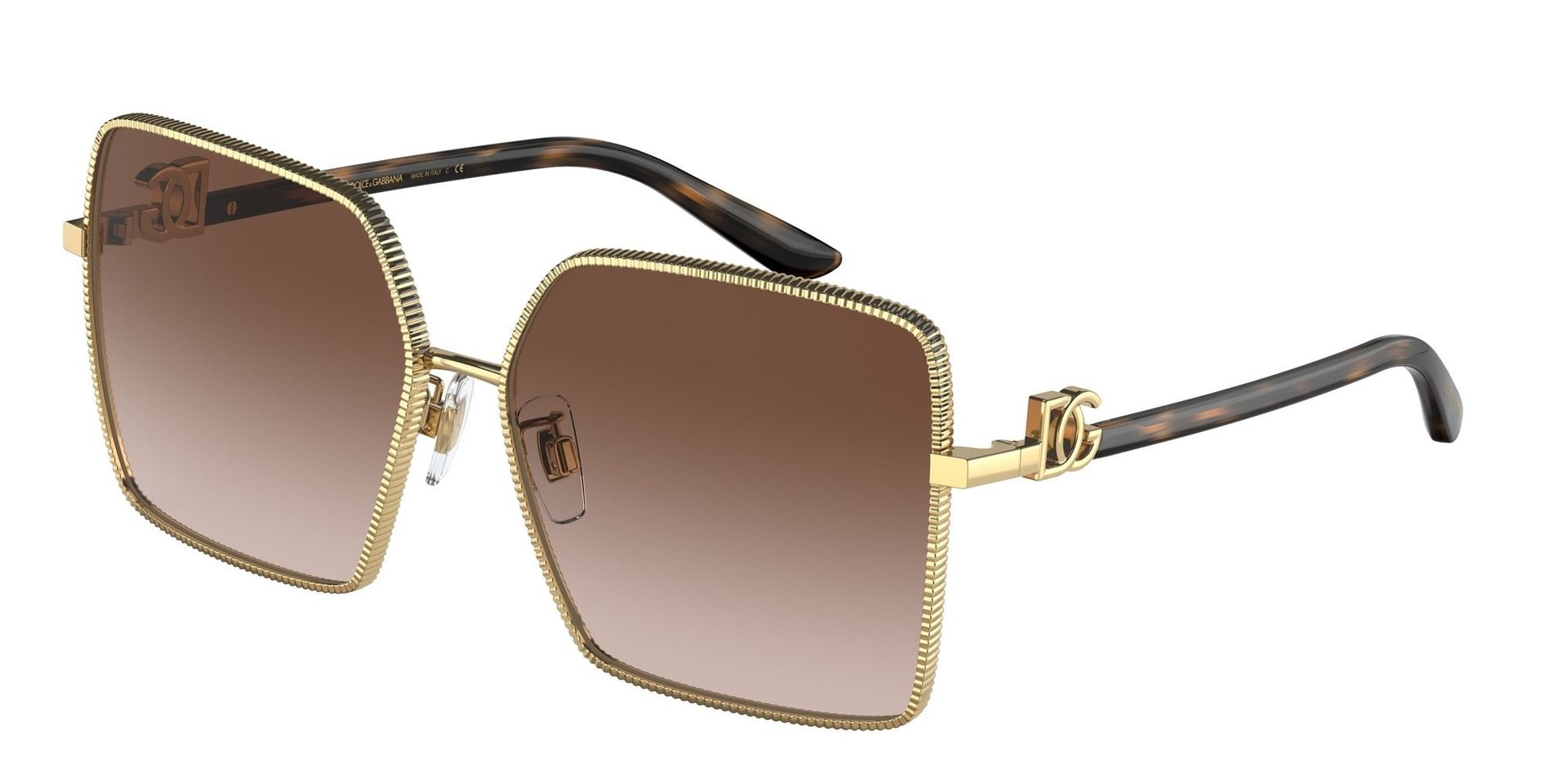 Dolce & Gabbana Kobieta Dolce & Gabbana DG2279 02/13 Okulary przeciwsłoneczne Metal Złoty Brązowy Kwadratowy Normalna Zacieniony - Image 1