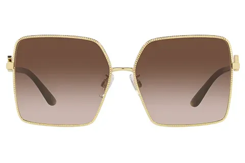 Dolce & Gabbana Kobieta Dolce & Gabbana DG2279 02/13 Okulary przeciwsłoneczne Metal Złoty Brązowy Kwadratowy Normalna Zacieniony - Thumbnail 2