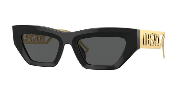 Versace Kobieta Versace VE4432U GB1/87 Okulary przeciwsłoneczne Acetat Czarny Szary Geometryczny Normalna