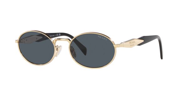 Prada Kobieta Prada PR 65ZS ZVN09T Okulary przeciwsłoneczne Metal Złoty Szary Okrągły Normalna