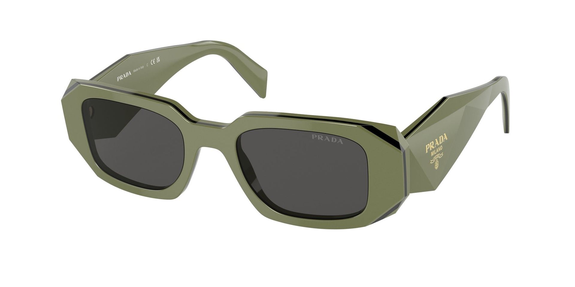 Prada Kobieta Prada PR 17WS 13N5S0 Okulary przeciwsłoneczne Acetat Zielony Szary Kwadratowy Normalna - Image 1