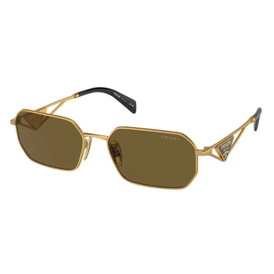 Prada Kobieta Prada PR A51S 15N01T Okulary przeciwsłoneczne Stal Złoty Brązowy Geometryczny Normalna - Thumbnail 2